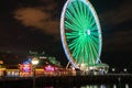 Seattle Great Wheel at night