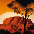 Illustration of Australian Uluru, Ayers Rock Royalty Free Stock Photo