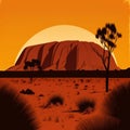 Illustration of Australian Uluru, Ayers Rock