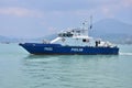 An image selective focus of royal malaysia police patrol boat Royalty Free Stock Photo