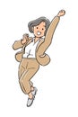 Senior business woman in business suit jumping