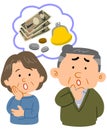 Senior couple`s money troubles, upper body