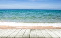 Wooden Board Empty Table Background on the Beach