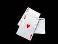 Set of four aces playing cards suits. Winning poker hand isolated on black background Royalty Free Stock Photo