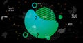 Image of shapes with question marks over data processing on black background Royalty Free Stock Photo