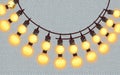 The image showcas. hghees a string of lights, featuring multiple round bulbs . generative ai