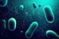 Abstract representation of bacteria in a vibrant blue environment