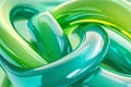 Abstract Twisting Green and Blue Glossy Shapes with Smooth Fluid Design on Gradient Background