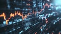 Abstract Stock Market Data Visualization with Colorful Lines and Numeric Values on Dark Background
