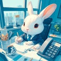Professional Bunny in Suit: An Anthropomorphic Animal at Work