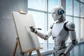 AI Robot Drawing on Canvas: 3D Rendering