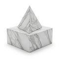 A stunning marble pyramid atop a marble cube in a minimalist design Royalty Free Stock Photo