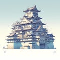 Stately Japanese Castle Illustration