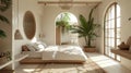 Serene Mediterranean Bedroom: A Minimalist Oasis for Rest and Revitalization