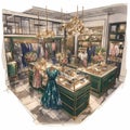 Luxurious Fashion Boutique Interior with Chic Dresses