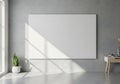 Blank Canvas Mockup on Concrete Wall, Modern Interior, Art Display Royalty Free Stock Photo