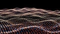 A mesmerizing digital landscape of glowing dots forming waves on a black background Royalty Free Stock Photo