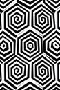 Optical illusion pattern of black and white hexagons with striped lines Royalty Free Stock Photo