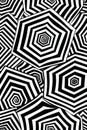 Optical illusion pattern of black and white hexagons with striped lines Royalty Free Stock Photo