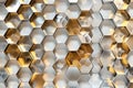 Intricate Gold and Silver Hexagonal Grid Pattern Royalty Free Stock Photo