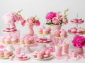 Delightful pink themed dessert table Royalty Free Stock Photo