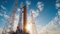 China\'s Powerful Rocket Ready for Launch Royalty Free Stock Photo