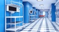 The image showcases a clean, sterile hospital corridor. Royalty Free Stock Photo