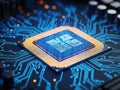 Advanced microchip on circuit board Royalty Free Stock Photo