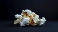 Popcorn on a black background. Close-up. Selective focus. Royalty Free Stock Photo