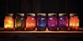 glass jars with different colors Royalty Free Stock Photo