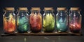 glass jars with different colors Royalty Free Stock Photo