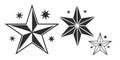 Illustration of various star shapes and sizes isolated on white background for decorative purposes Royalty Free Stock Photo