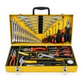 A comprehensive tool set with various tools in a sturdy yellow case Royalty Free Stock Photo