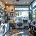 Contemporary Home Office - Sunlit and Stylish Royalty Free Stock Photo