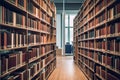 A library with many books on the shelves. Generative AI.