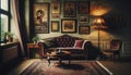 Nostalgic Elegance: Timeless Vintage Living Room Royalty Free Stock Photo