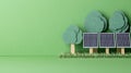 Eco-Friendly Solar Energy Concept with Trees and Grass Design Royalty Free Stock Photo