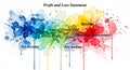 Colorful Profit and Loss Statement Illustration with Watercolor Design Elements Royalty Free Stock Photo