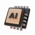 3D Render of AI Processor Chip with Metallic Pins and Beige Surface for Technology Concepts Royalty Free Stock Photo