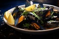 mussels with lemon in broth