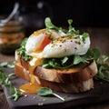Sandwiches with poached egg on top