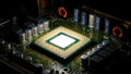 Close-up of a central processing unit on a motherboard Royalty Free Stock Photo