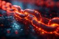 Digital chain with hot red data on a dark background Royalty Free Stock Photo