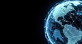 Digital Globe Global Network Connections on Black Background, Technology Concept, Communication Royalty Free Stock Photo