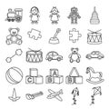 A diverse collection of black and white icons representing various objects and activities isolated on transparent background Royalty Free Stock Photo
