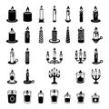 Collection of various candles and candleholders Royalty Free Stock Photo