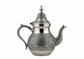 Intricate silver tea pot with ornate decorations and lid Royalty Free Stock Photo
