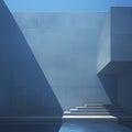 Blue Concrete Wall with Stairs Royalty Free Stock Photo