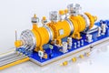 Engineer Inspecting Factory Machines with Digital Technology Concept - Wide Angle Mixed Media Visual for Banners or Advertisements