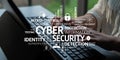 Cyber Security Concept with Keywords Including Protection, Information Security, Hacker Detection, and Vulnerability Royalty Free Stock Photo